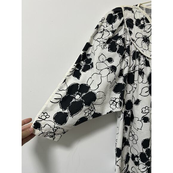 Vintage I Magnin House Dress Sleep Pajama David Brown Floral Small Oversized - Picture 2 of 11